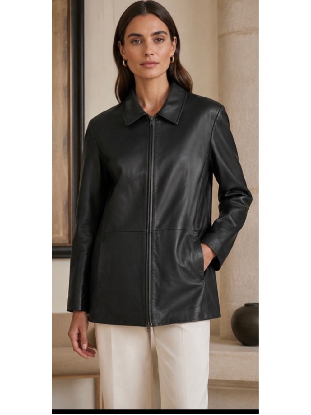 Leather Elements Black Lambskin Leather Jacket Size L